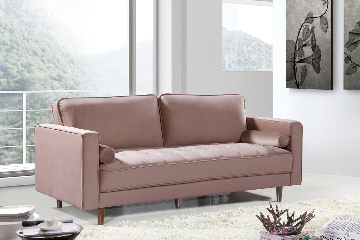 Emily Pink Velvet Sofa - galleria furniture outlet