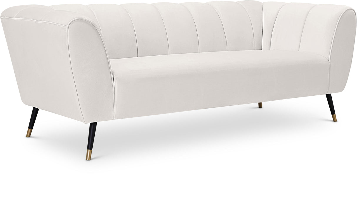 Beaumont Cream Velvet Sofa - galleria furniture outlet