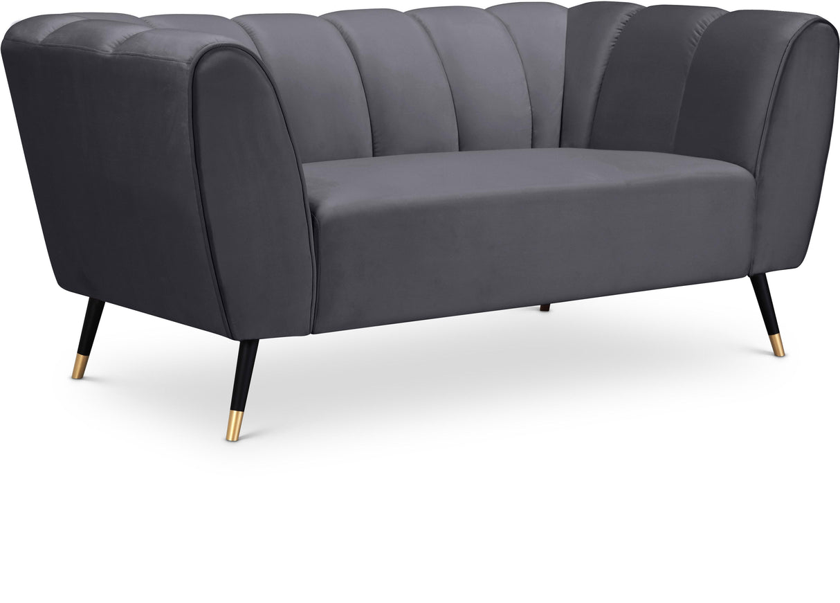 Beaumont Grey Velvet Loveseat - galleria furniture outlet