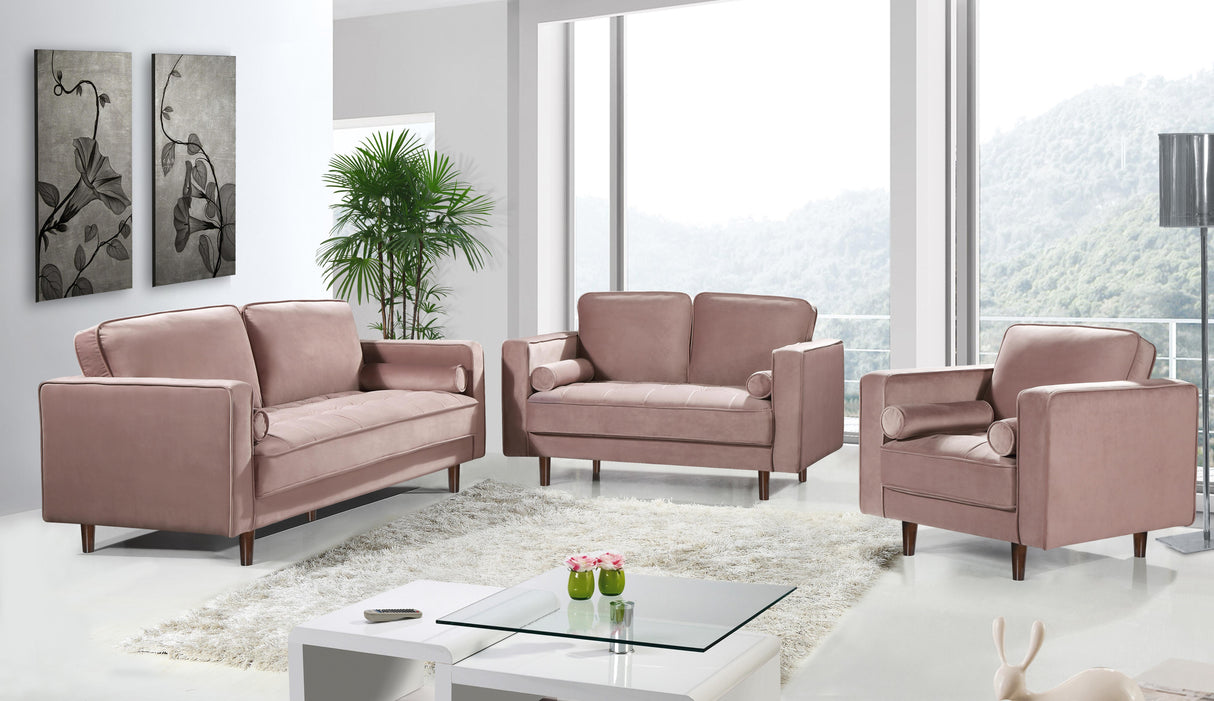 Emily Pink Velvet Loveseat - galleria furniture outlet