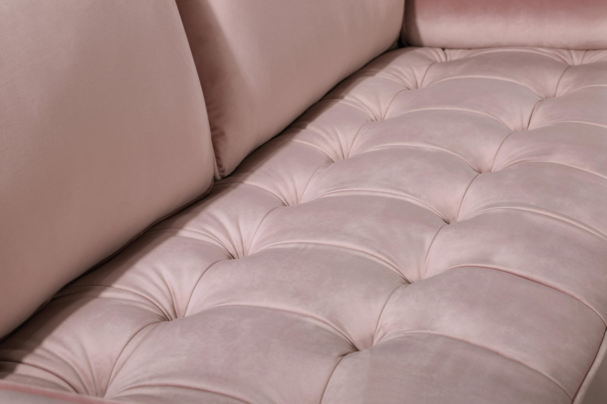 Emily Pink Velvet Sofa - galleria furniture outlet