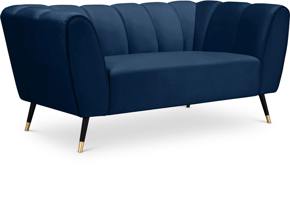Beaumont Navy Velvet Loveseat - galleria furniture outlet