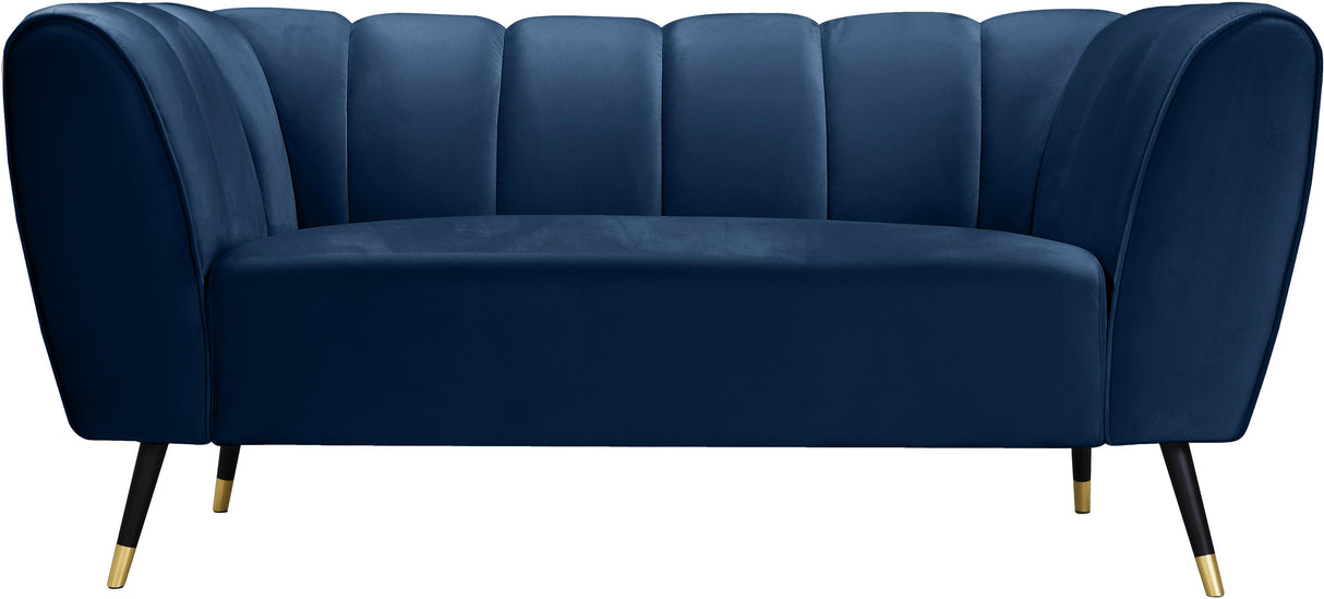 Beaumont Navy Velvet Loveseat - galleria furniture outlet