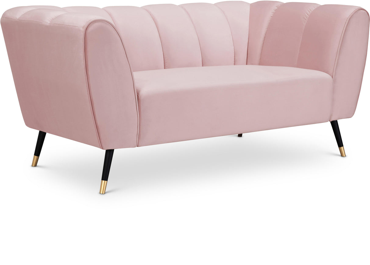 Beaumont Pink Velvet Loveseat - galleria furniture outlet