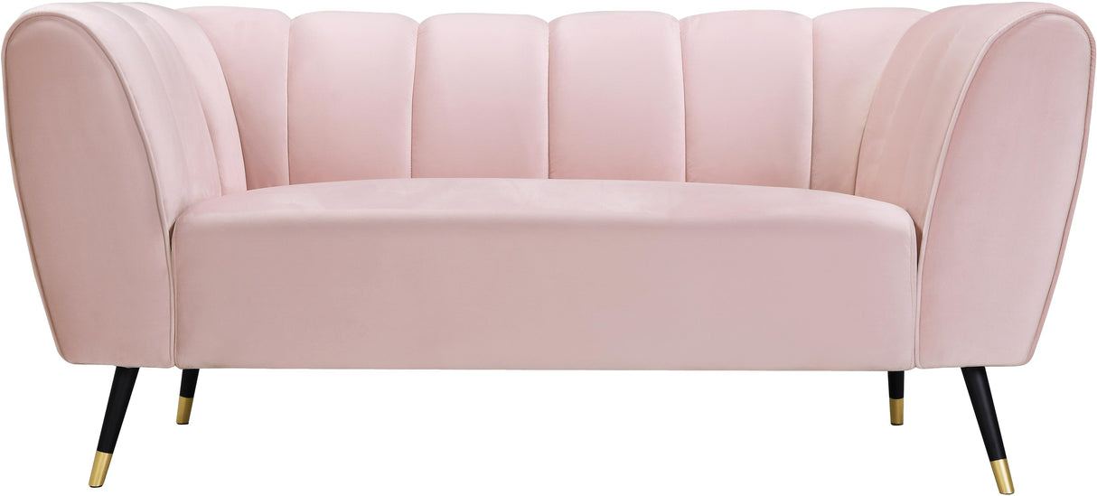 Beaumont Pink Velvet Loveseat - galleria furniture outlet