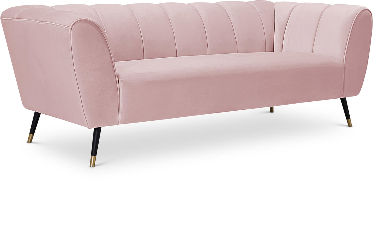 Beaumont Pink Velvet Sofa - galleria furniture outlet