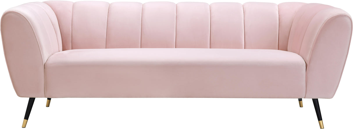 Beaumont Pink Velvet Sofa - galleria furniture outlet