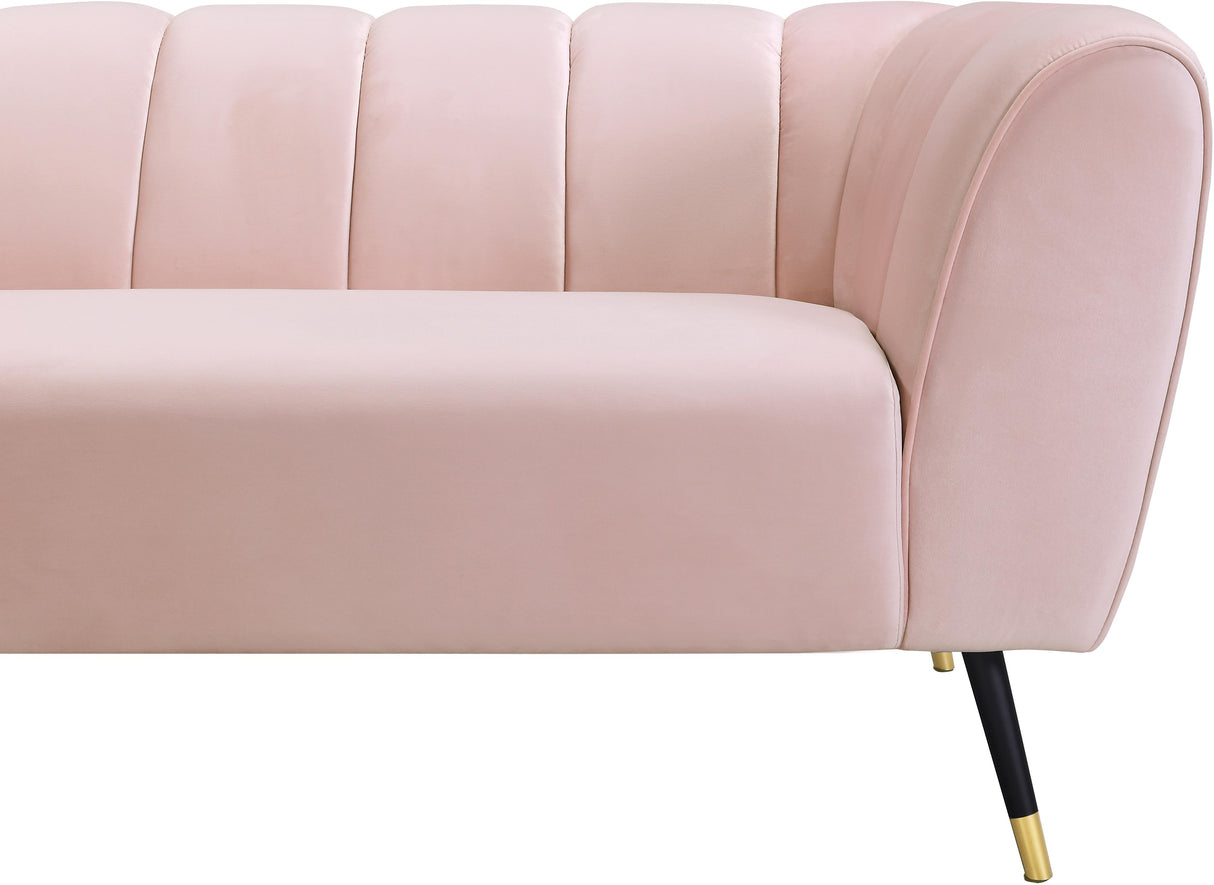 Beaumont Pink Velvet Sofa - galleria furniture outlet