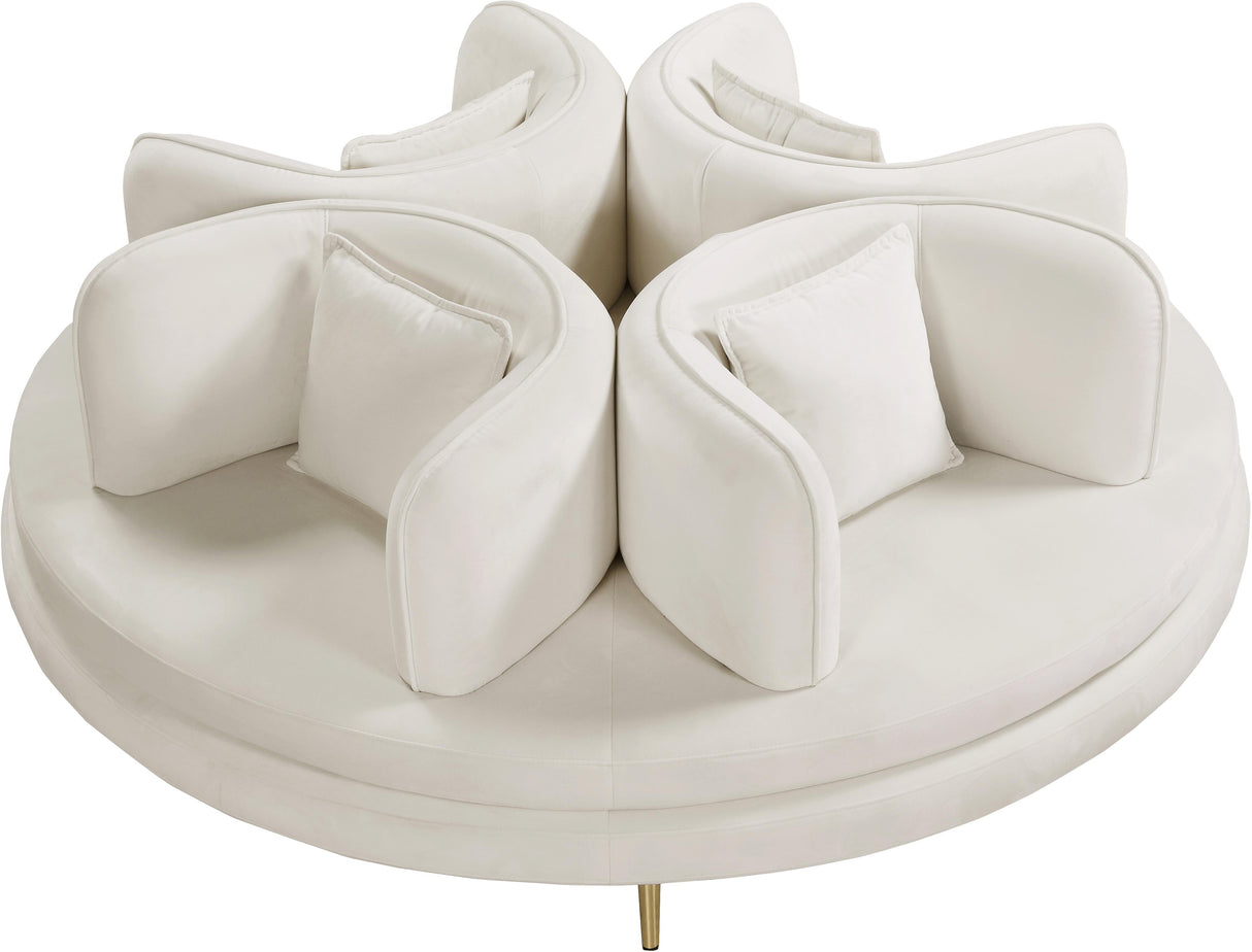 Circlet Cream Velvet Round Sofa Settee - galleria furniture outlet