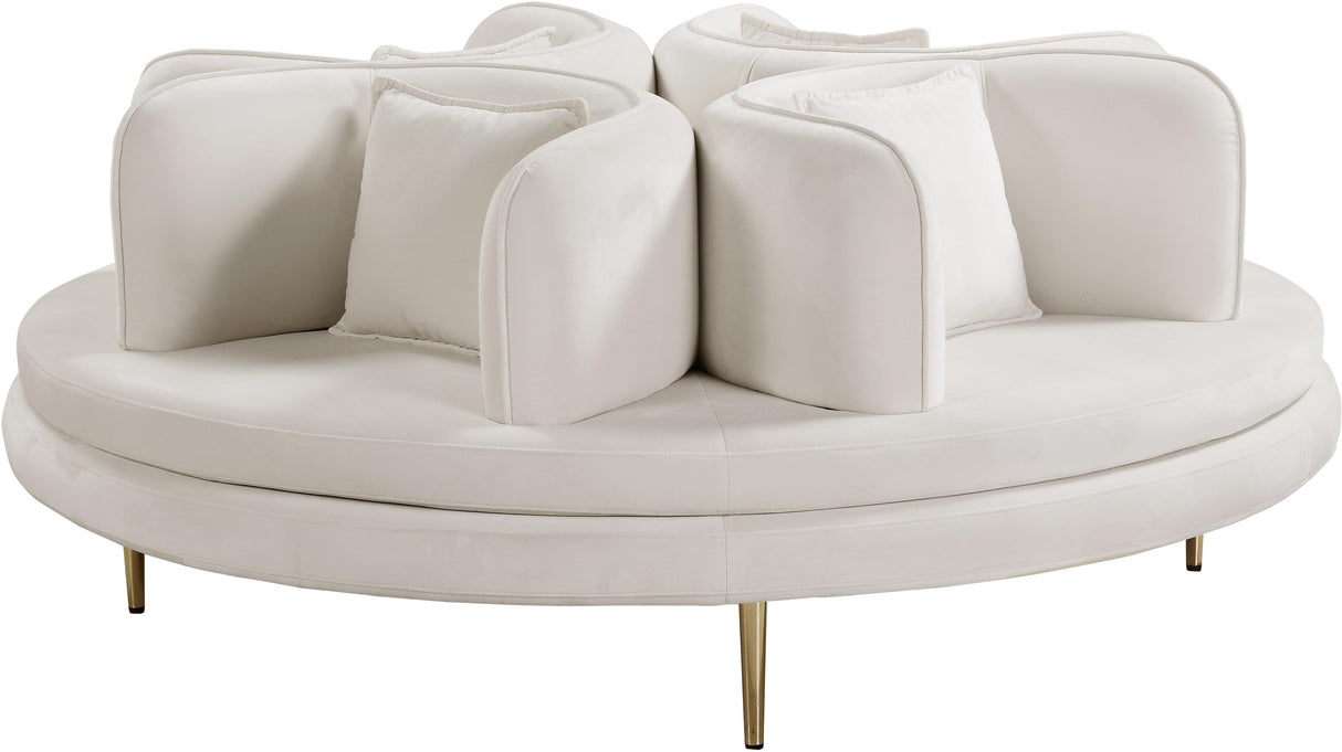 Circlet Cream Velvet Round Sofa Settee - galleria furniture outlet