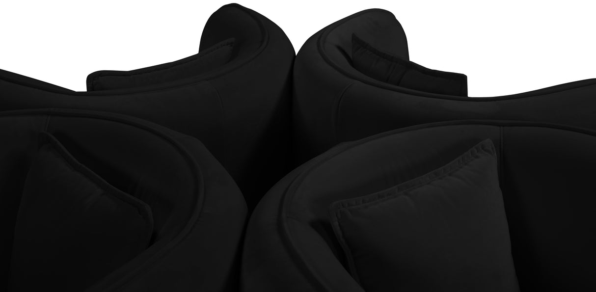 Circlet Black Velvet Round Sofa Settee - galleria furniture outlet