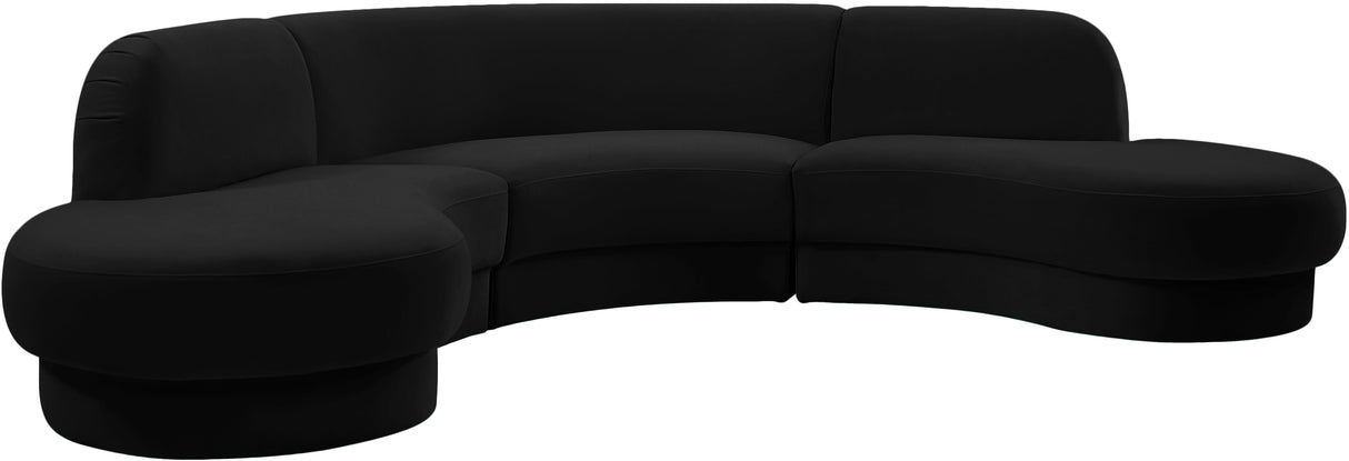 Rosa Black Velvet 3pc. Sectional (3 Boxes) - galleria furniture outlet