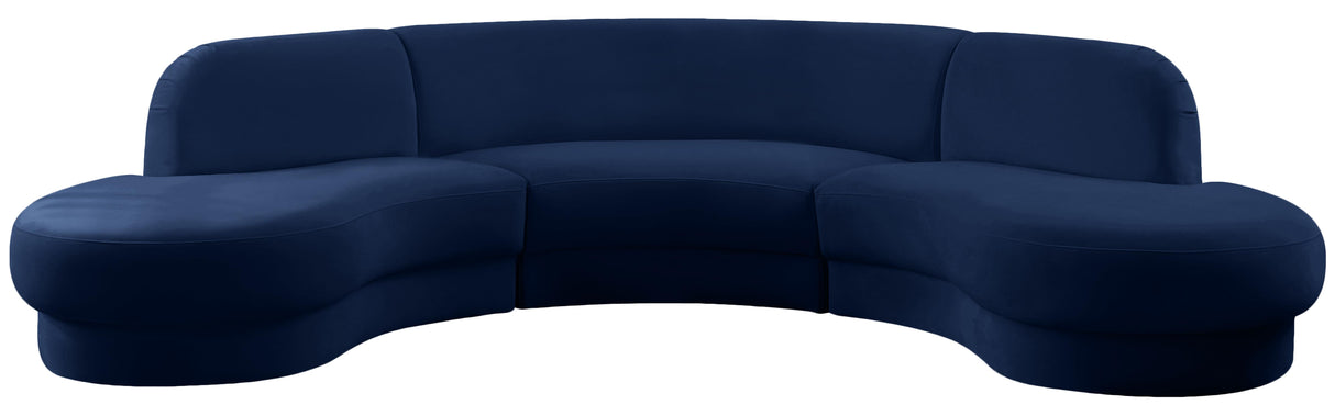 Rosa Navy Velvet 3pc. Sectional (3 Boxes) - galleria furniture outlet