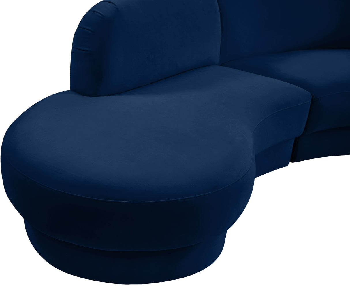 Rosa Navy Velvet 3pc. Sectional (3 Boxes) - galleria furniture outlet