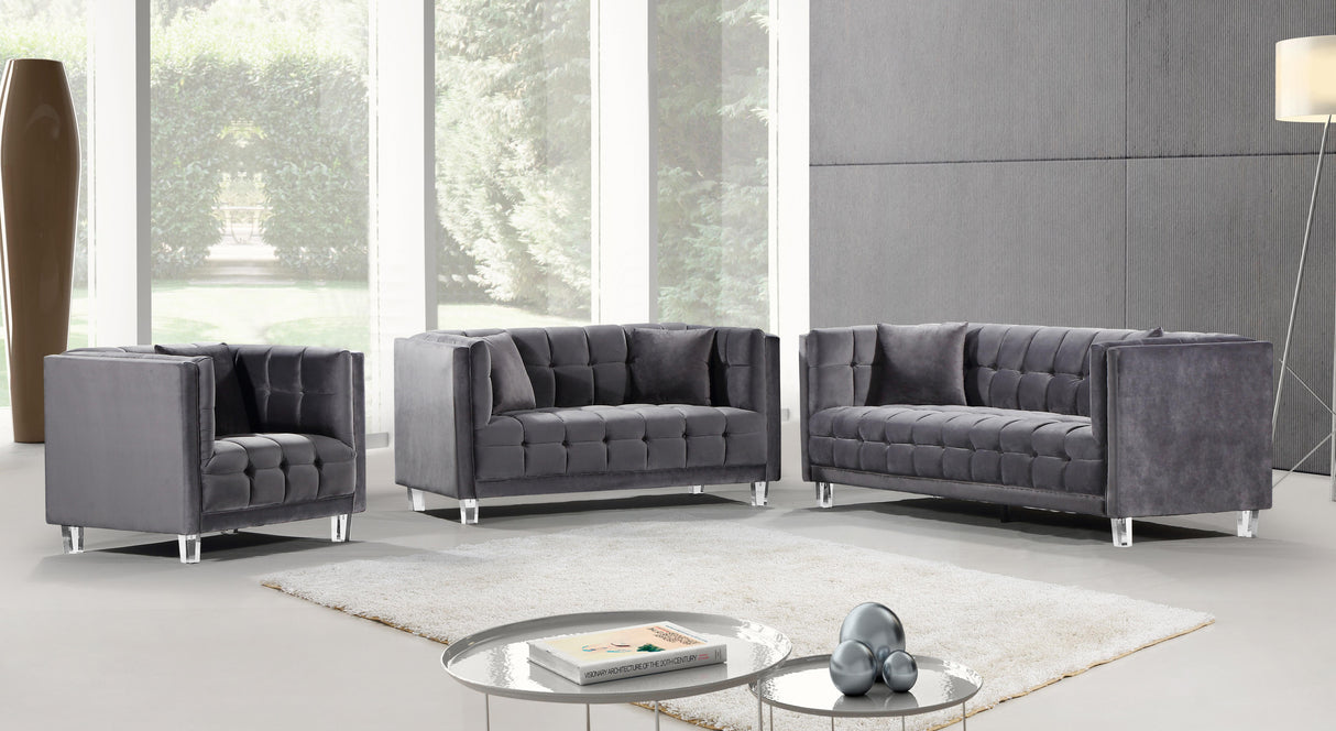 Mariel Grey Velvet Sofa - galleria furniture outlet