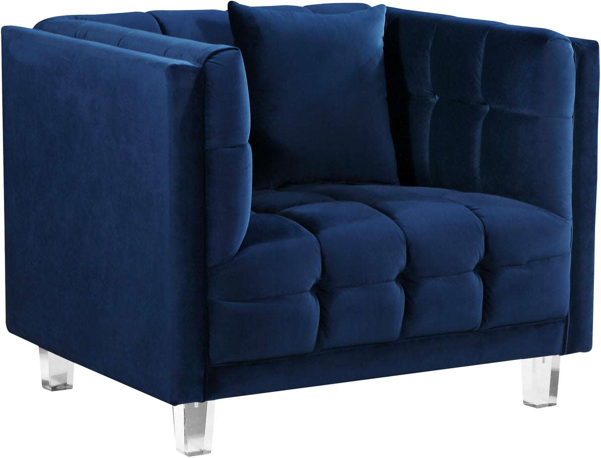Mariel Navy Velvet Chair - galleria furniture outlet