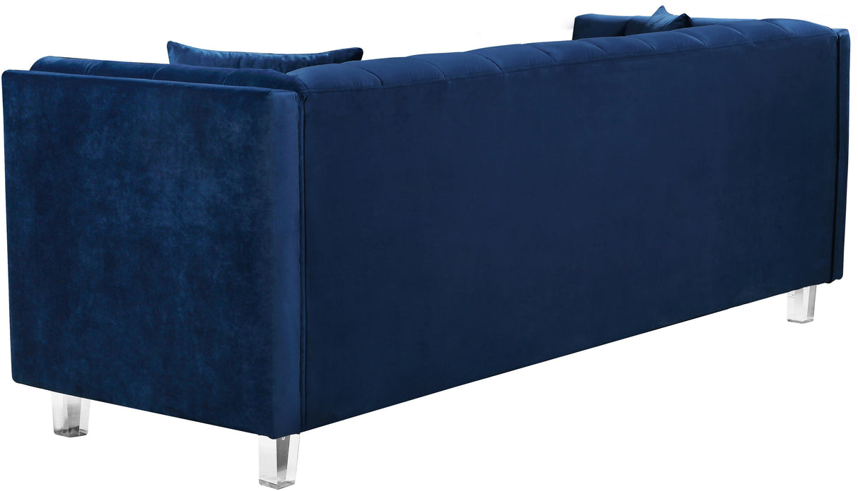 Mariel Navy Velvet Loveseat - galleria furniture outlet