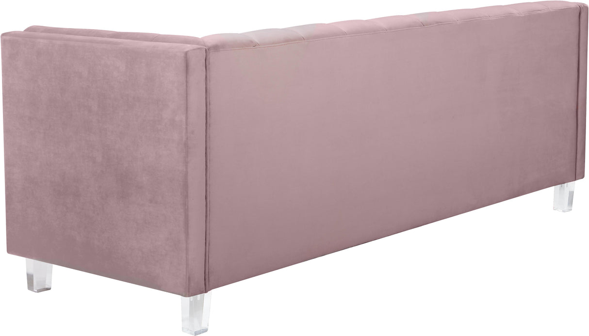 Mariel Pink Velvet Loveseat - galleria furniture outlet
