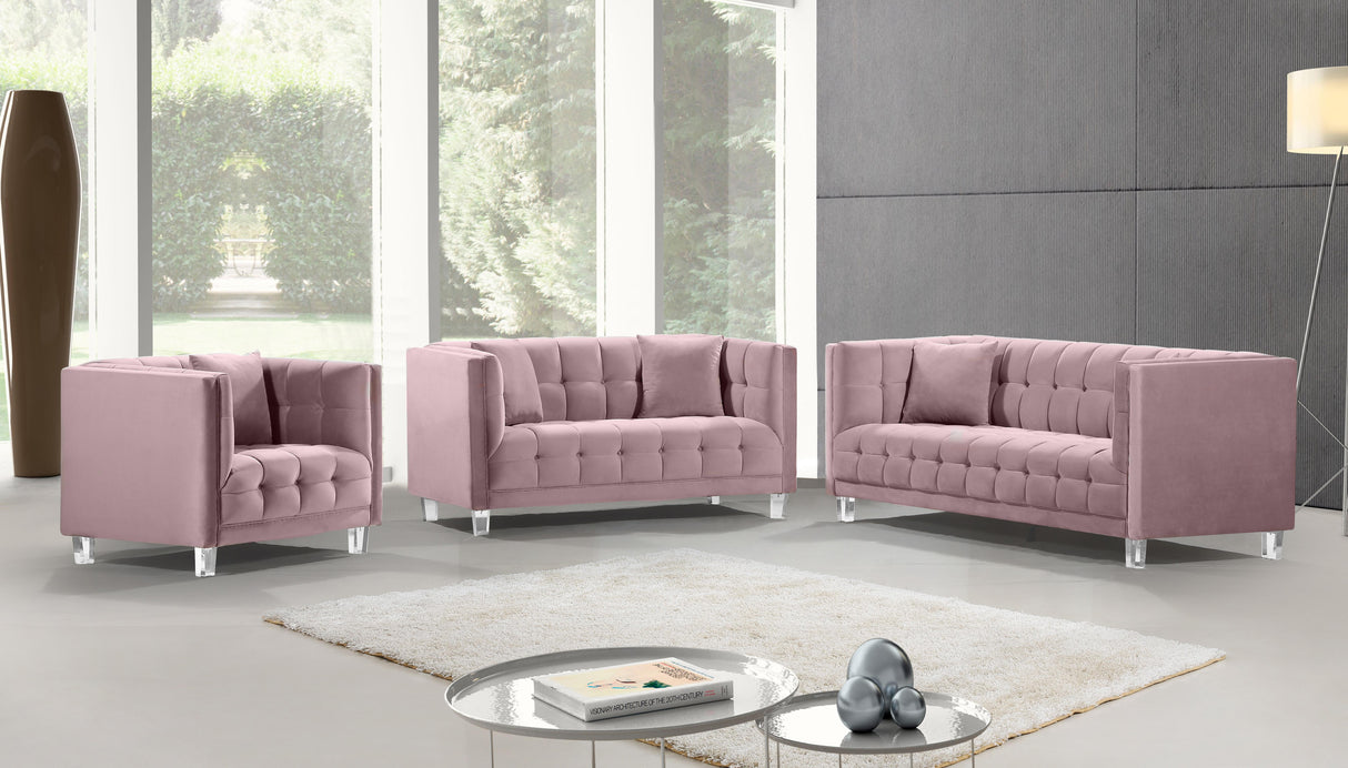 Mariel Pink Velvet Sofa - galleria furniture outlet