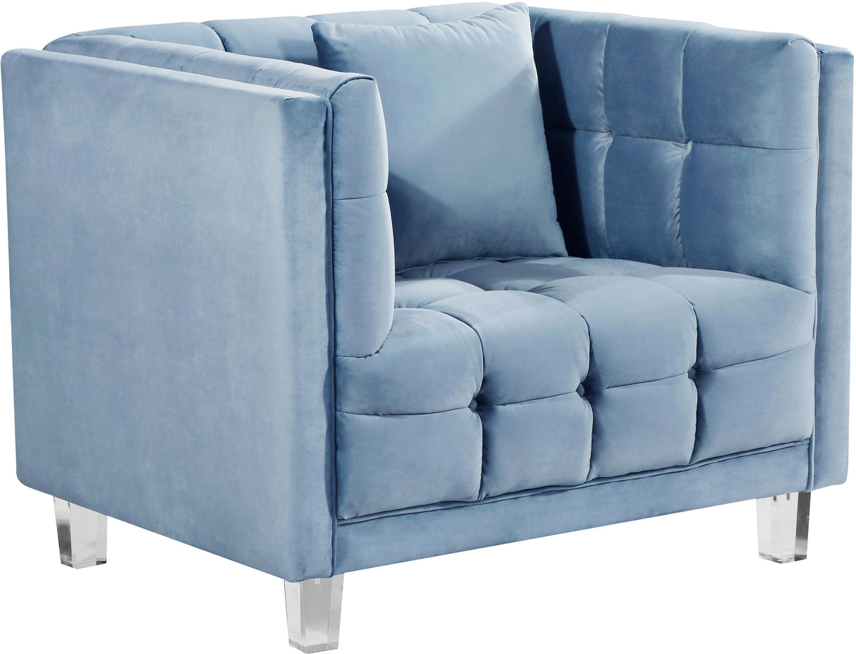 Mariel Sky Blue Velvet Chair - galleria furniture outlet