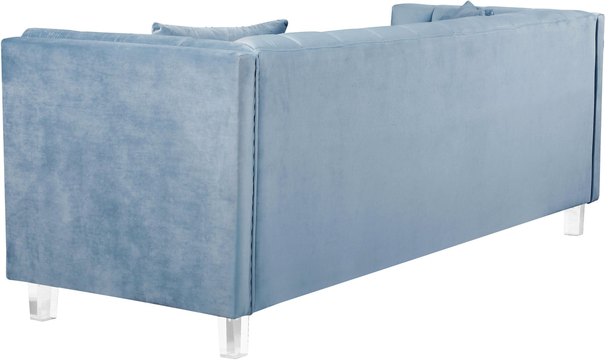Mariel Sky Blue Velvet Loveseat - galleria furniture outlet