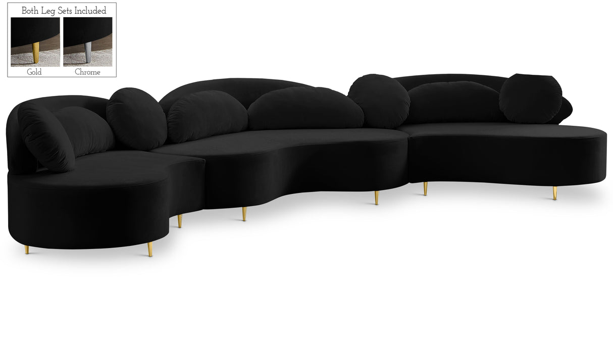 Vivacious Black Velvet 3pc. Sectional (3 Boxes) - galleria furniture outlet
