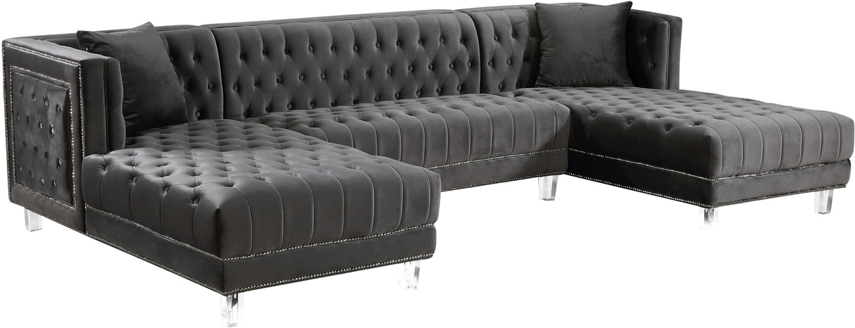 Moda Grey Velvet 3pc. Sectional