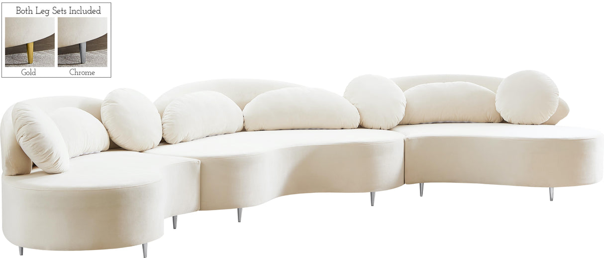 Vivacious Cream Velvet 3pc. Sectional (3 Boxes) - galleria furniture outlet