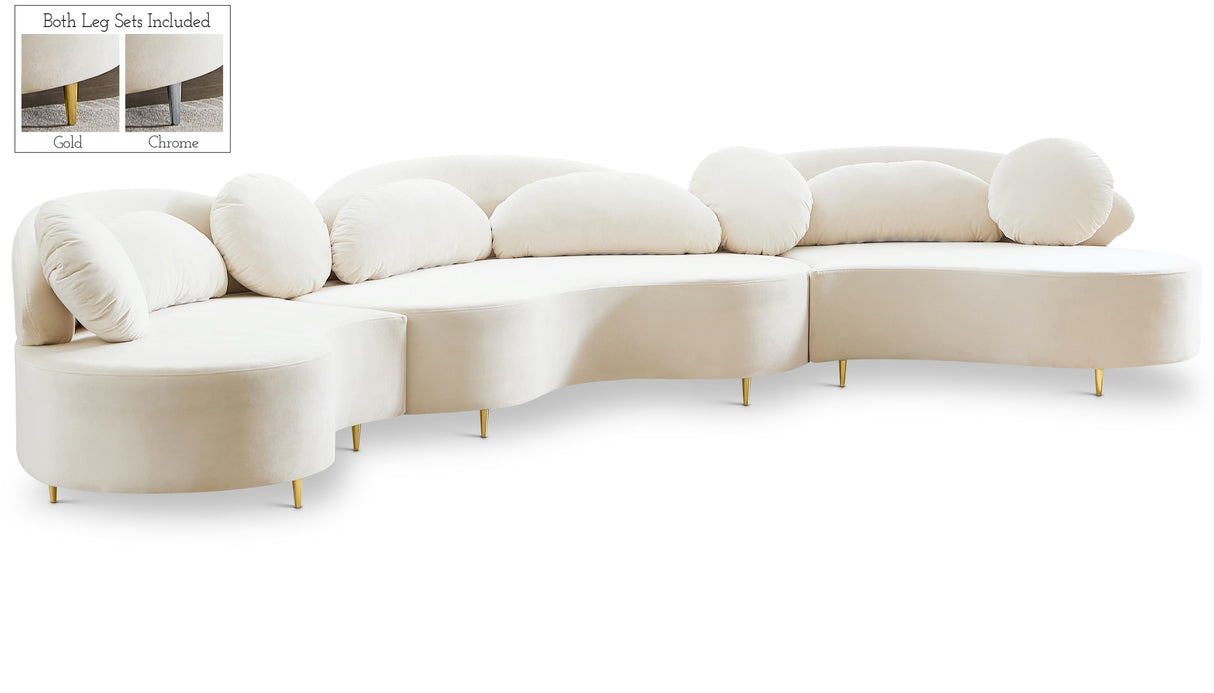 Vivacious Cream Velvet 3pc. Sectional (3 Boxes) - galleria furniture outlet