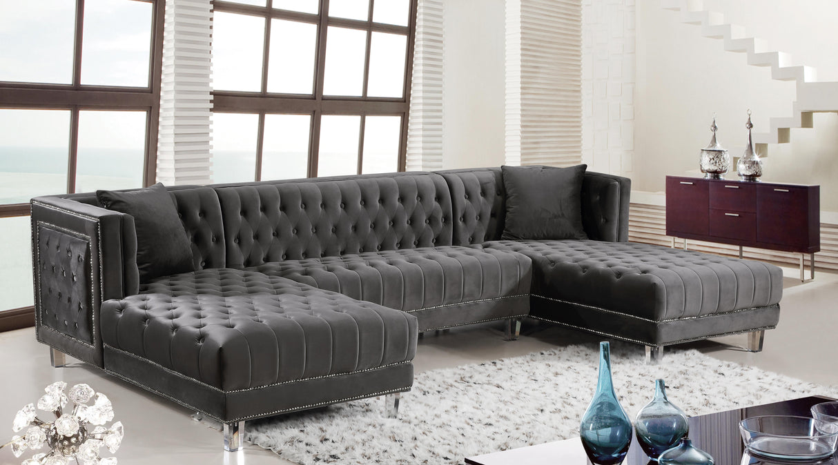 Moda Grey Velvet 3pc. Sectional
