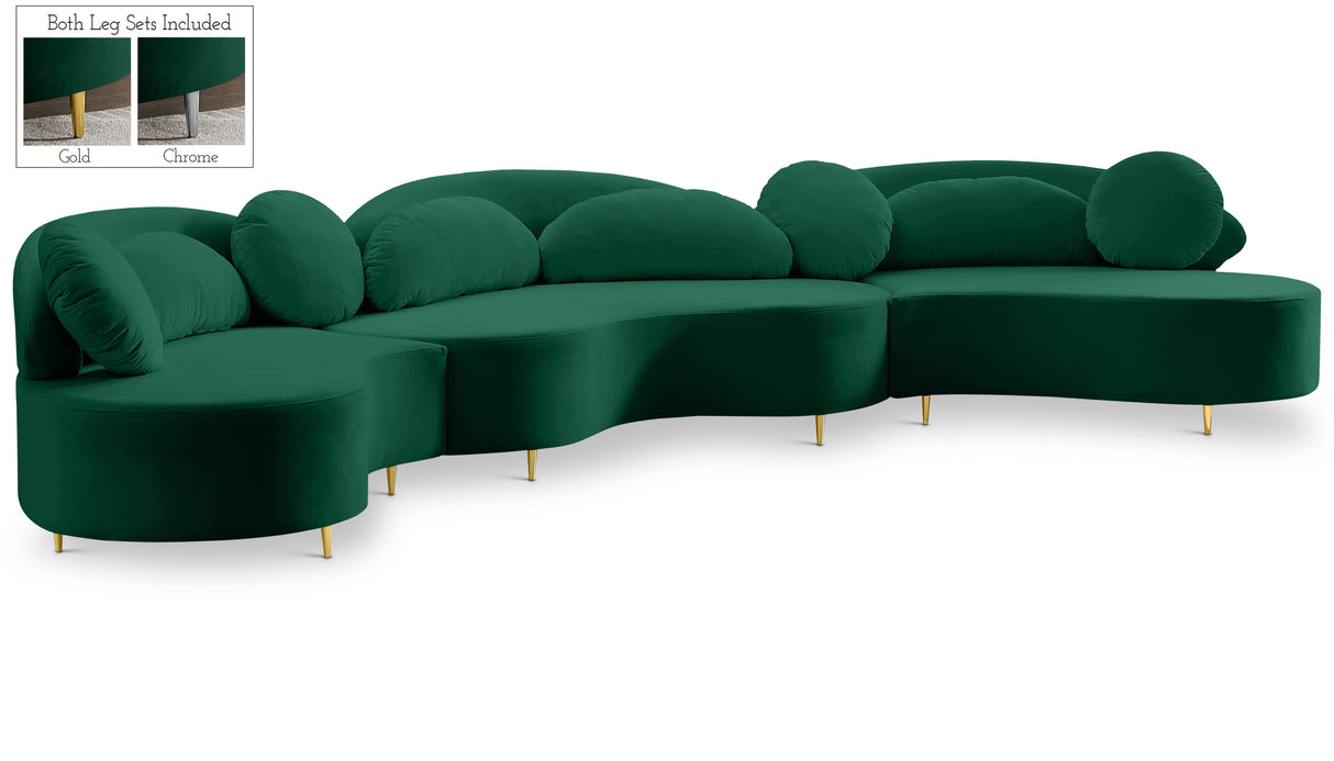 Vivacious Green Velvet 3pc. Sectional (3 Boxes) - galleria furniture outlet