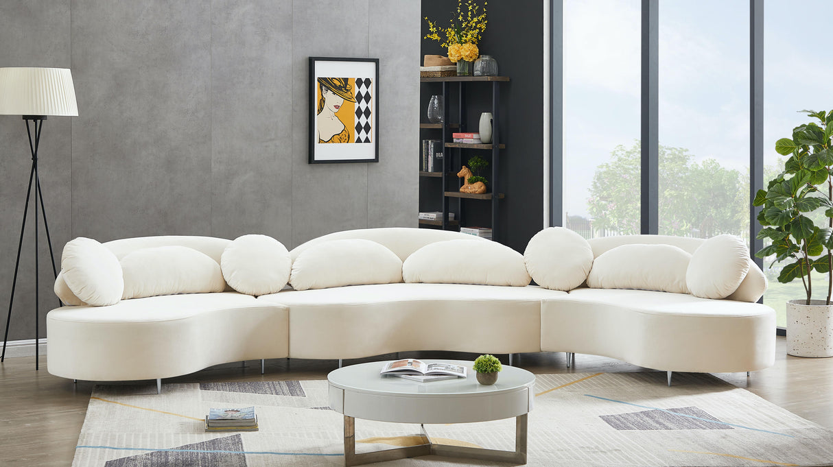 Vivacious Cream Velvet 3pc. Sectional (3 Boxes) - galleria furniture outlet