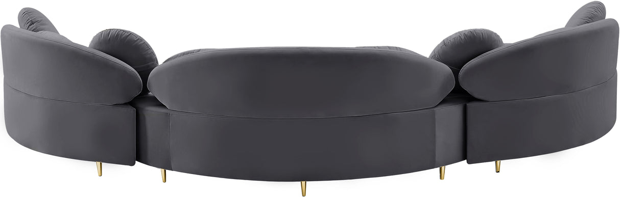 Vivacious Grey Velvet 3pc. Sectional (3 Boxes) - galleria furniture outlet