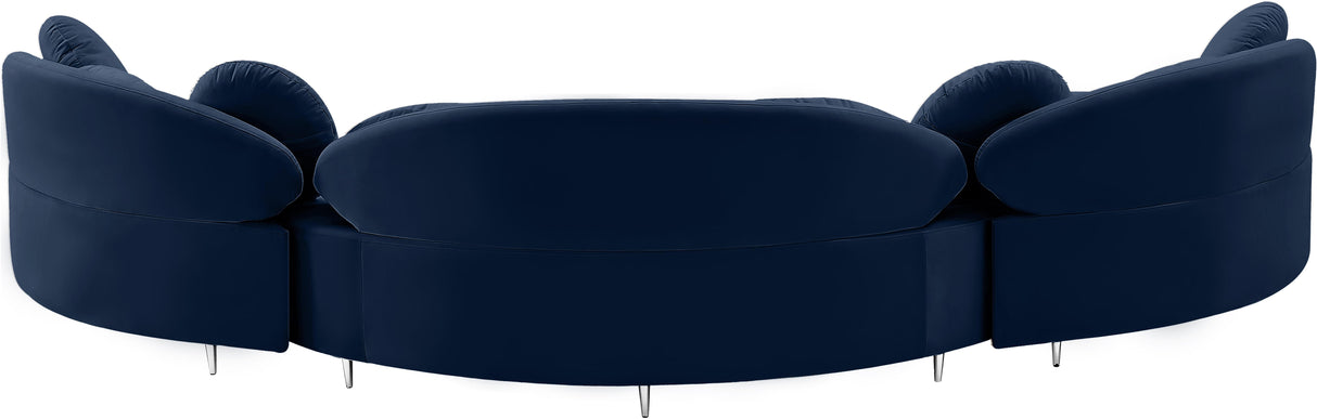 Vivacious Navy Velvet 3pc. Sectional (3 Boxes) - galleria furniture outlet
