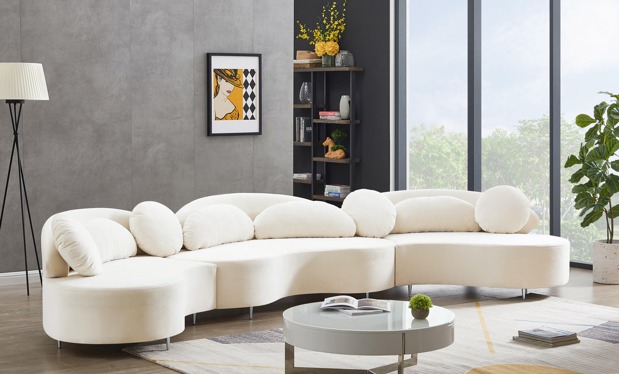 Vivacious Cream Velvet 3pc. Sectional (3 Boxes) - galleria furniture outlet