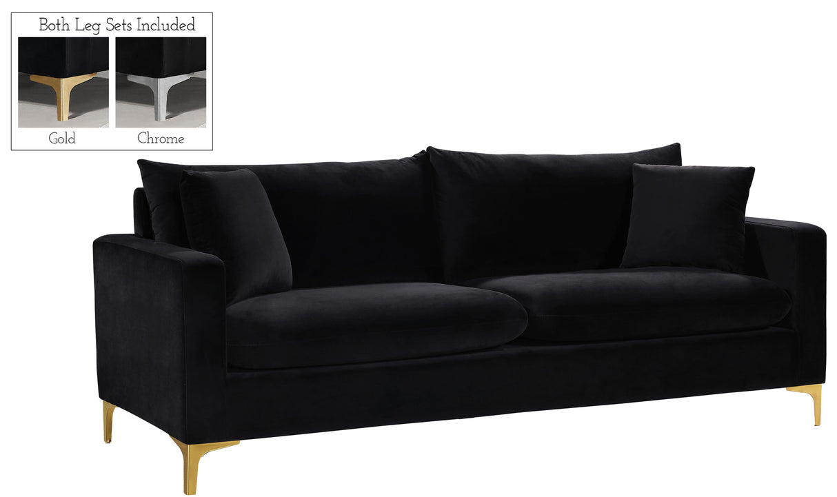 Naomi Black Velvet Sofa - galleria furniture outlet