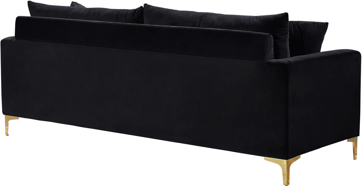 Naomi Black Velvet Sofa - galleria furniture outlet