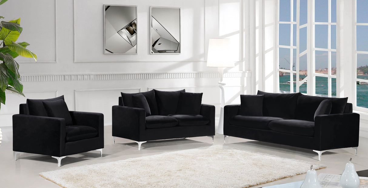 Naomi Black Velvet Sofa - galleria furniture outlet