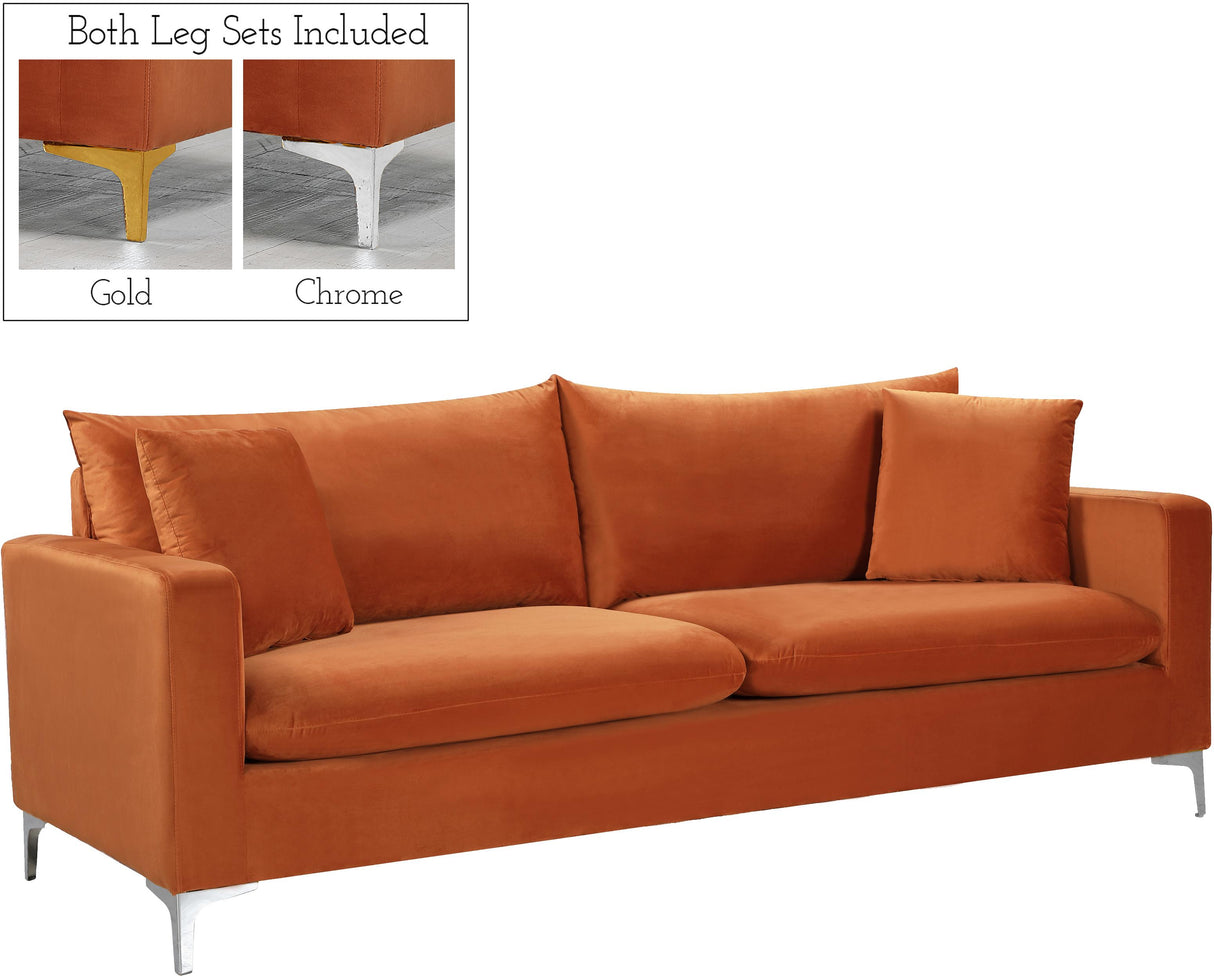 Naomi Cognac Velvet Sofa - galleria furniture outlet