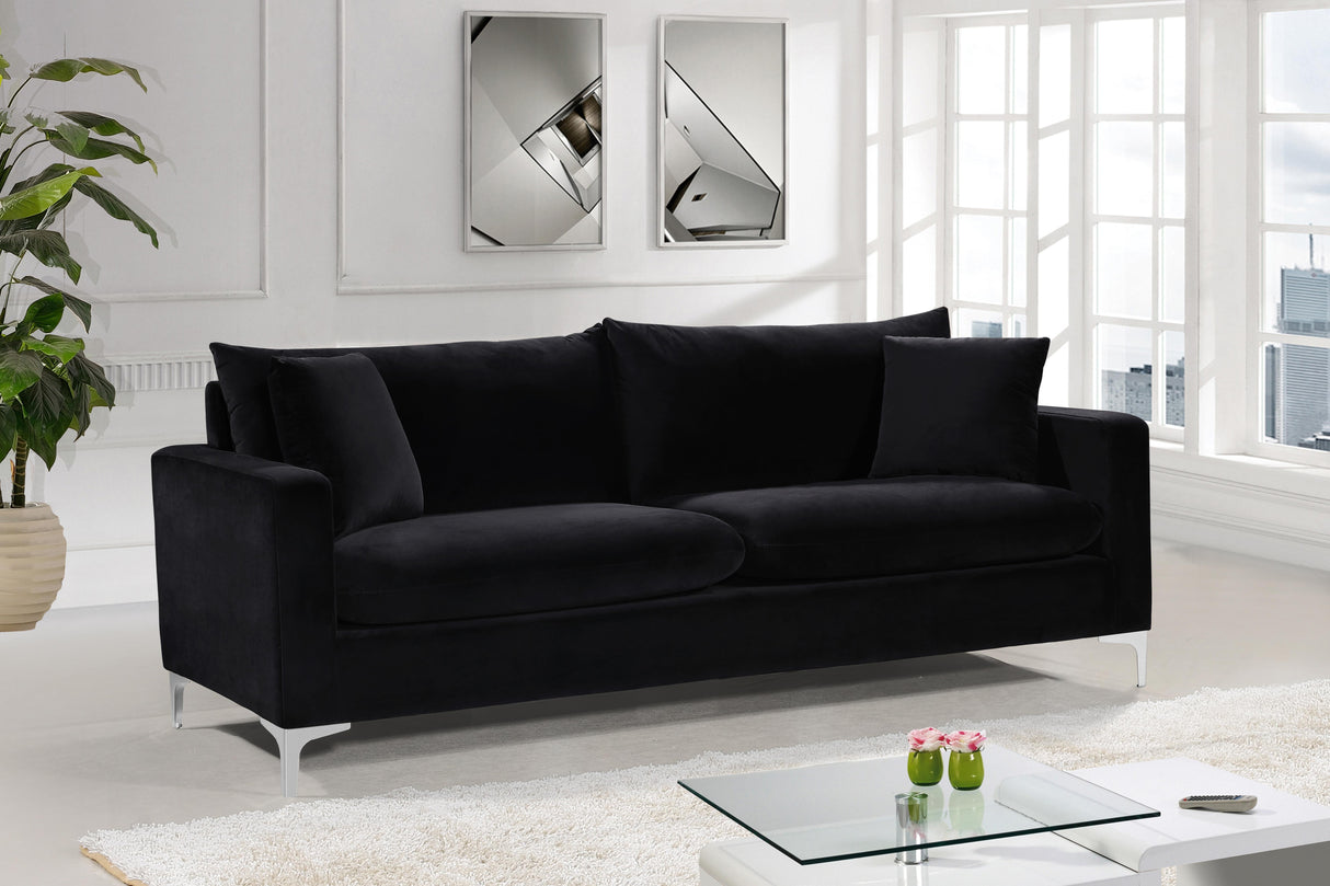 Naomi Black Velvet Sofa - galleria furniture outlet