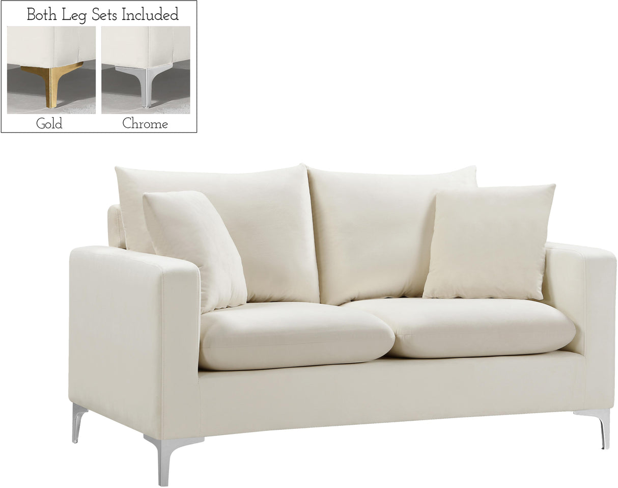 Naomi Cream Velvet Loveseat - galleria furniture outlet