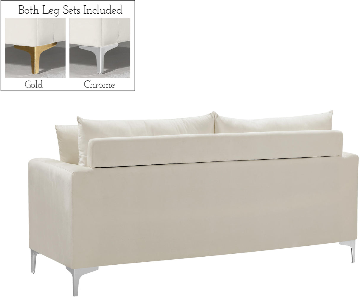 Naomi Cream Velvet Loveseat - galleria furniture outlet