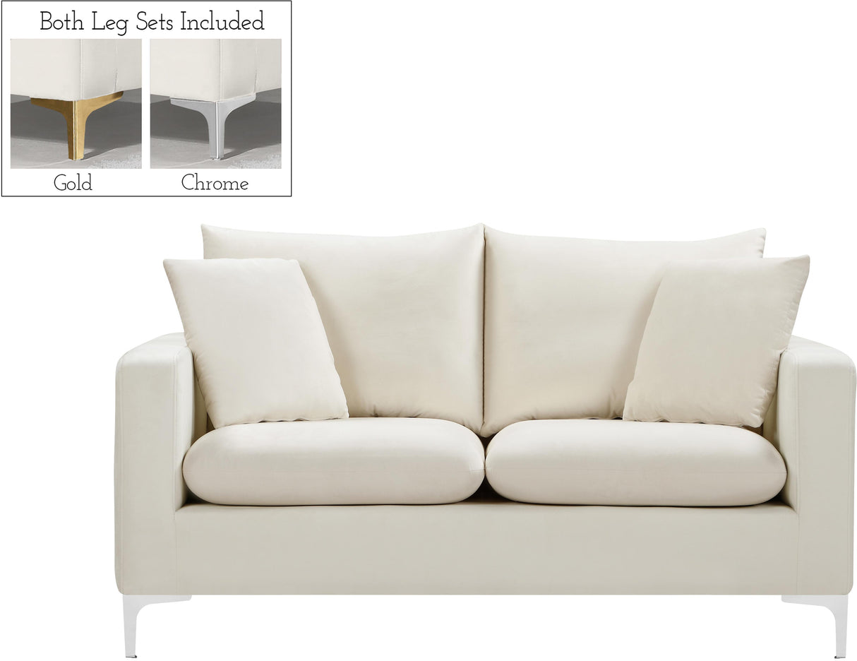 Naomi Cream Velvet Loveseat - galleria furniture outlet