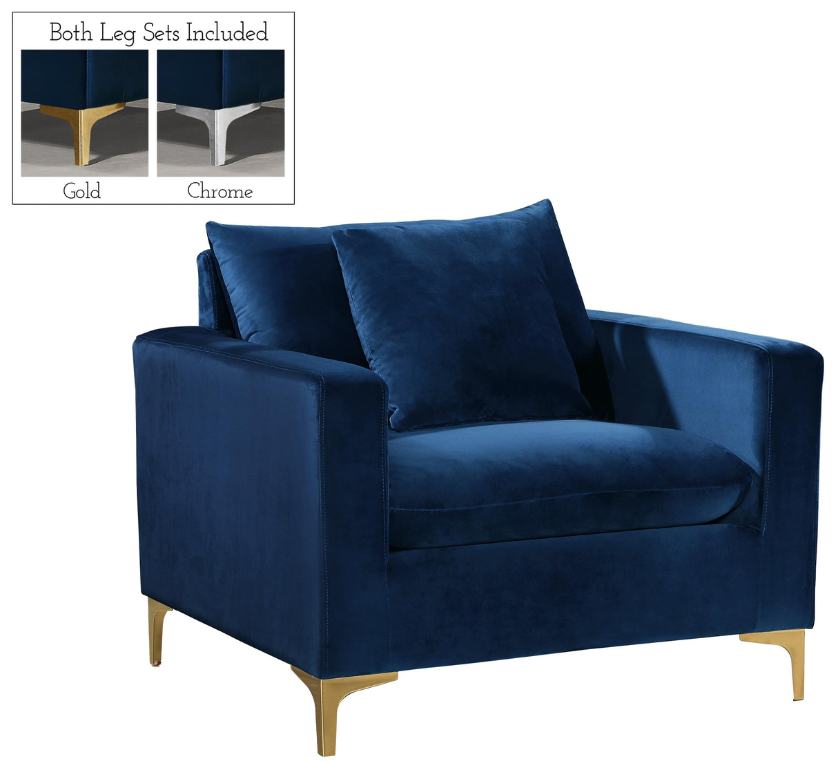 Naomi Navy Velvet Chair - galleria furniture outlet