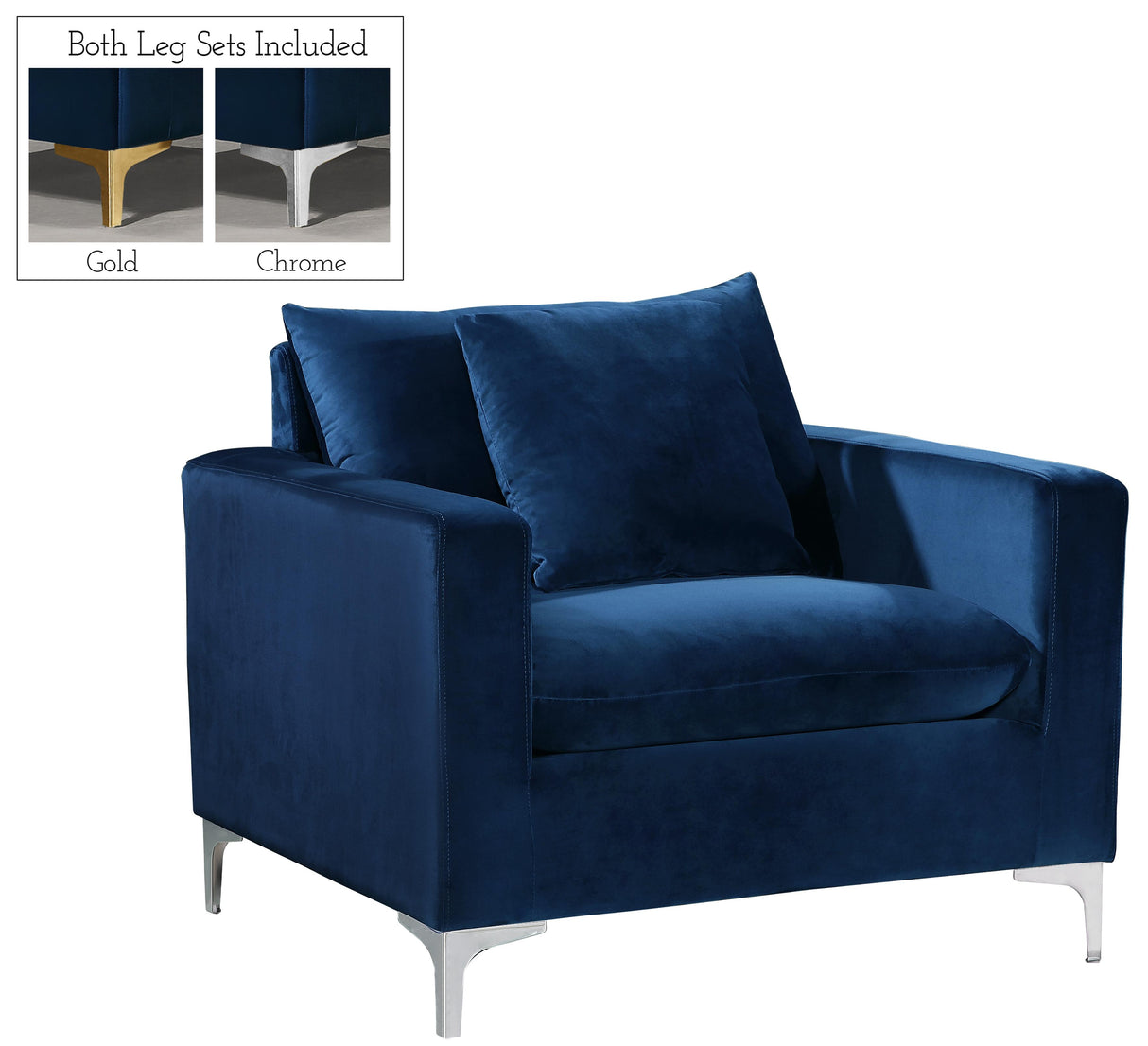 Naomi Navy Velvet Chair - galleria furniture outlet