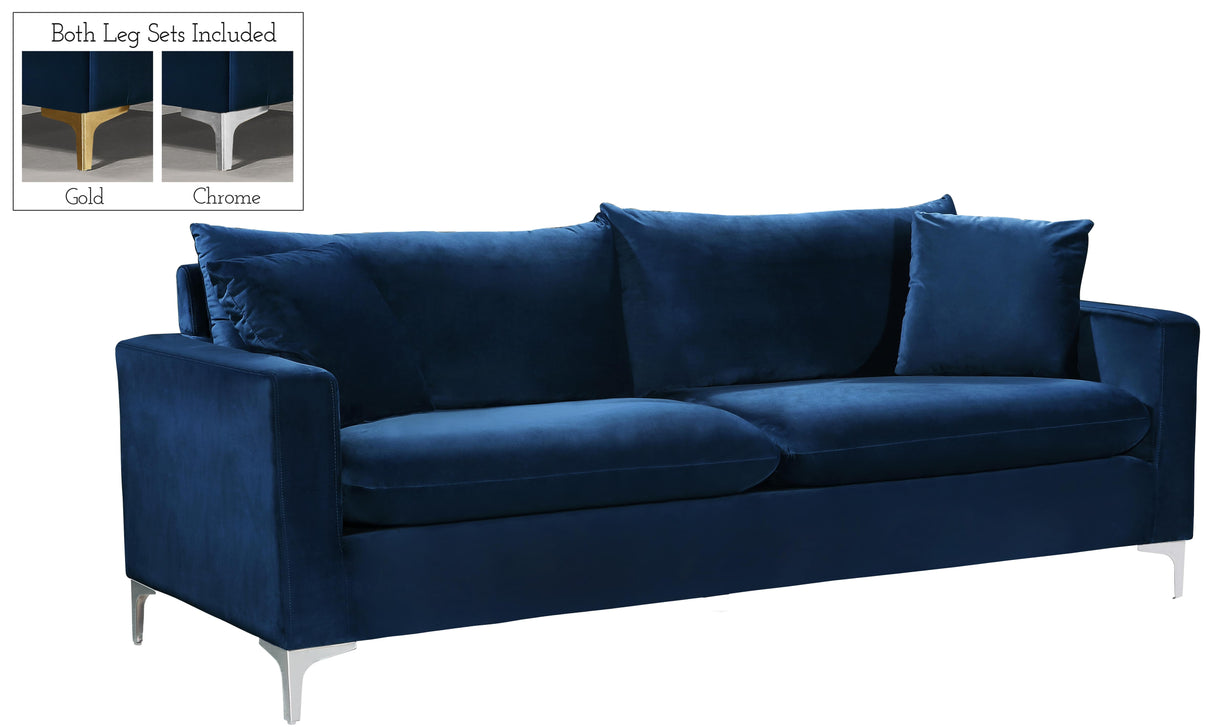 Naomi Navy Velvet Sofa - galleria furniture outlet