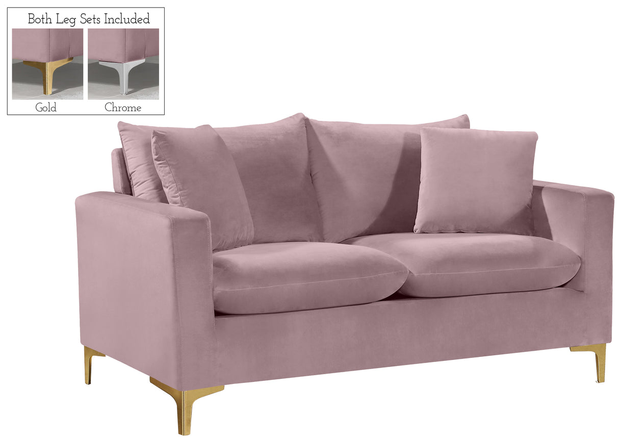 Naomi Pink Velvet Loveseat - galleria furniture outlet