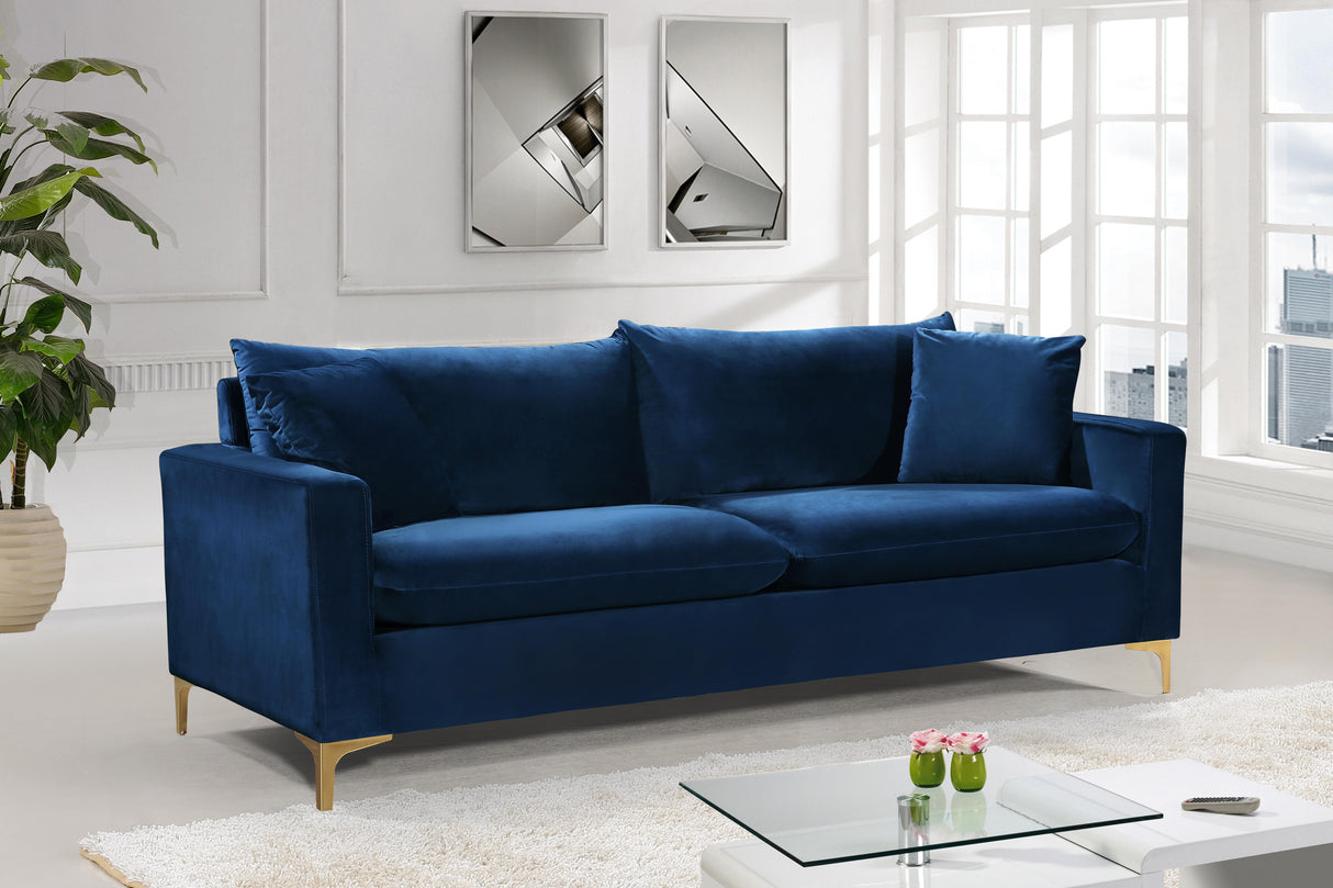 Naomi Navy Velvet Sofa - galleria furniture outlet
