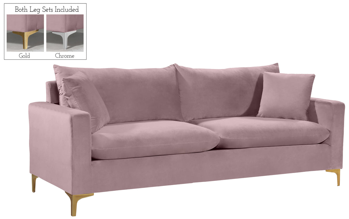 Naomi Pink Velvet Sofa - galleria furniture outlet