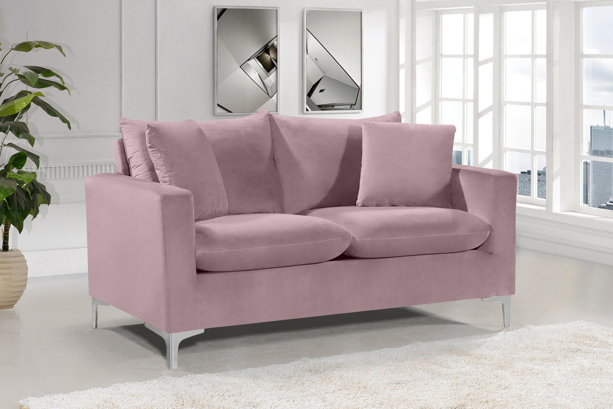 Naomi Pink Velvet Loveseat - galleria furniture outlet